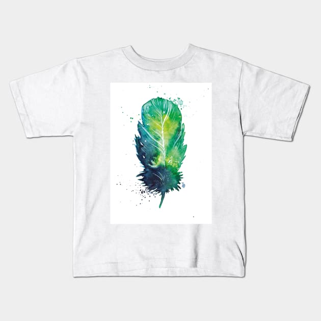 Boho Pastel Feather Design Kids T-Shirt by Liniskop